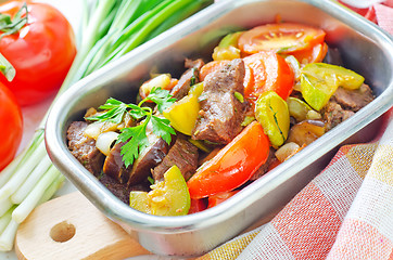 Image showing baked meat with vegetables