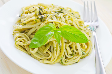 Image showing pasta with pesto