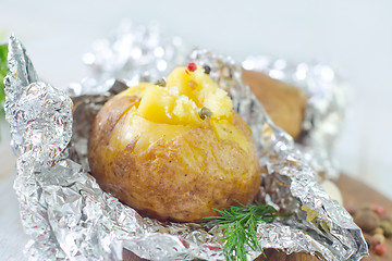 Image showing baked potato in foil