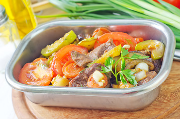 Image showing baked meat with vegetables