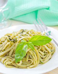 Image showing pasta with pesto