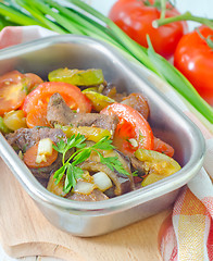 Image showing baked meat with vegetables