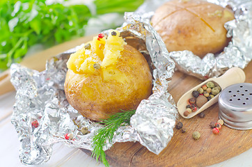 Image showing baked potato in foil