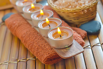 Image showing soap,salt and candles