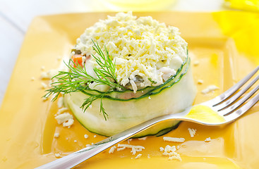 Image showing fresh salad  with chicken and boiled vegetables