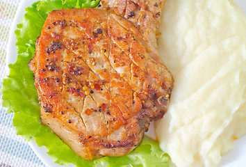 Image showing steak with mashed potato