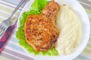 Image showing steak with mashed potato