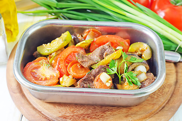 Image showing baked meat with vegetables