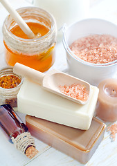 Image showing aroma soap and salt