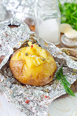 Image showing baked potato in foil