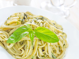 Image showing pasta with pesto