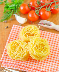 Image showing raw pasta and tomato