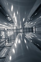 Image showing Industrial interior with welded silos