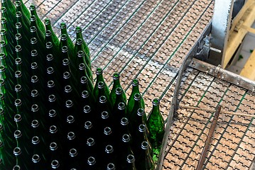 Image showing Many bottles on conveyor belt