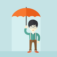 Image showing Successful man with umbrella.