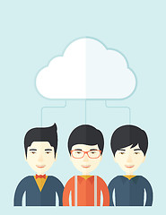 Image showing Three asian men under the cloud