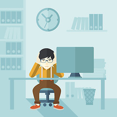 Image showing Overworked businessman is under stress.