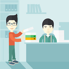 Image showing Two asian office clerk inside the office.