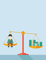 Image showing Japanese Businessman on a balance scale