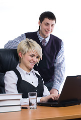 Image showing Businesswoman and computer