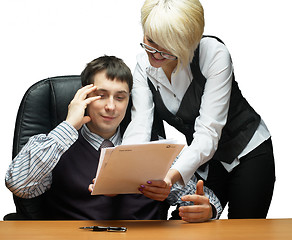 Image showing Businesspeople reading documents