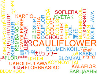 Image showing Cauliflower multilanguage wordcloud background concept