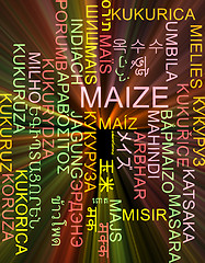Image showing Maize multilanguage wordcloud background concept glowing