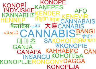 Image showing Cannabis multilanguage wordcloud background concept