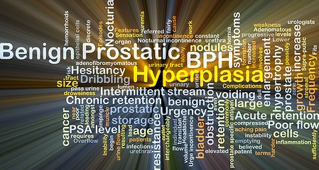 Image showing Benign prostatic hyperplasia BPH background concept glowing