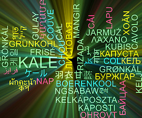 Image showing Kale multilanguage wordcloud background concept glowing