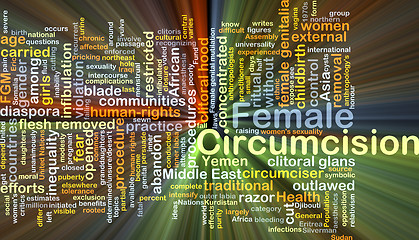 Image showing Female circumcision background concept glowing