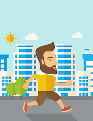 Image showing Man do jogging under the heat of sun