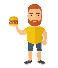 Image showing Hamburger and a man