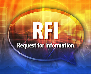 Image showing RFI acronym word speech bubble illustration