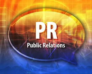 Image showing PR acronym word speech bubble illustration