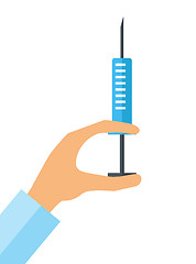Image showing Hypodermic syringe in doctor hand