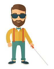Image showing Blind man with walking stick