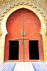 Image showing historical in  antique building door morocco  