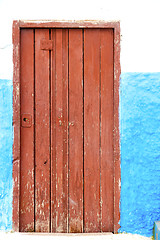 Image showing historical blue  in  antique building door morocco      style af