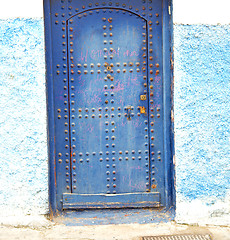 Image showing historical marble  in  antique building door morocco     blue