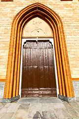 Image showing  lombardy    in  the  cortese   old   church  closed brick tower