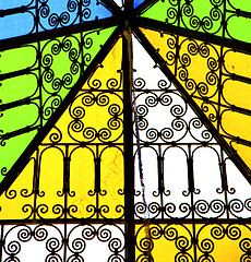 Image showing colorated glass and sun in morocco africa window and light