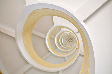 Image showing Spiral Staircase in a Pagoda at Chinese Garden 