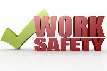 Image showing Green check mark with work safety word
