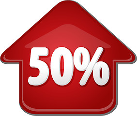 Image showing Fifty percent up upwards arrow bubble illustration