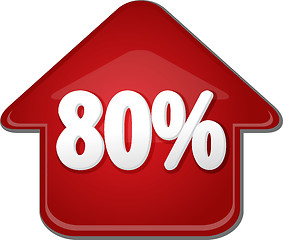 Image showing Eighty percent up upwards arrow bubble illustration