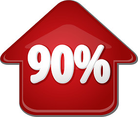 Image showing Ninety percent up upwards arrow bubble illustration