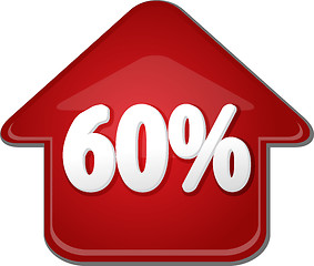 Image showing Sixty percent up upwards arrow bubble illustration