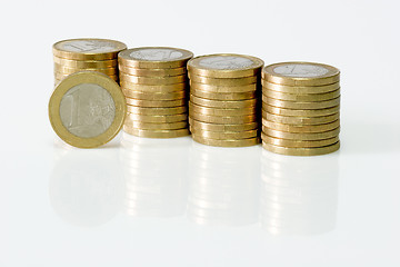 Image showing Stacked Euro Coins