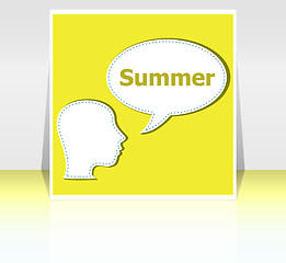 Image showing Speech Bubble with man head silhouette, summer word on it